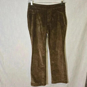 Diane Gilman DG2 Brown Pullon Velvet Wide Leg Pants Sz PM